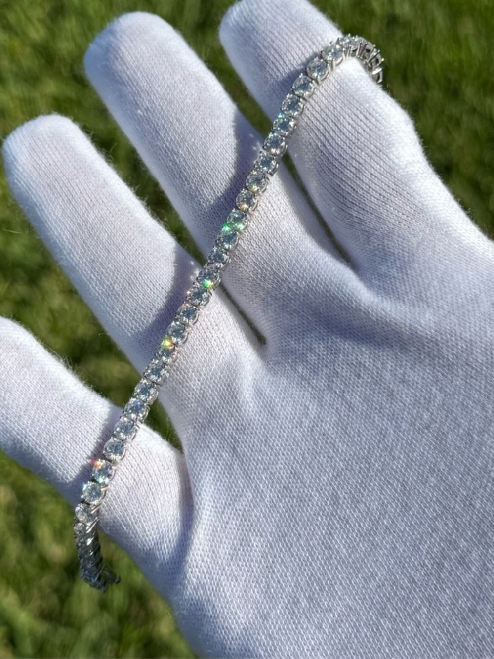 925 Silver, 14.4CTW Moissanite Tennis Bracelet - 8”